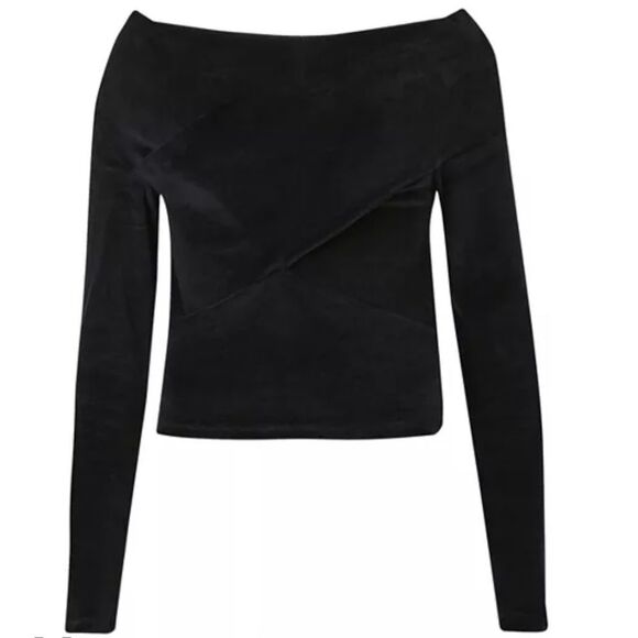 1266 NWT ALLSAINTS Delta Velvet Top Black US8 - Picture 1 of 8